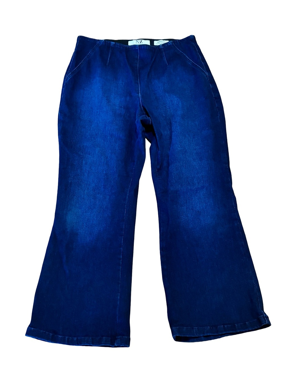NIC+ZOE Berkeley Mid Rise Boot Kick Jeans Indigo Blue Pull On Stretch Size 31P